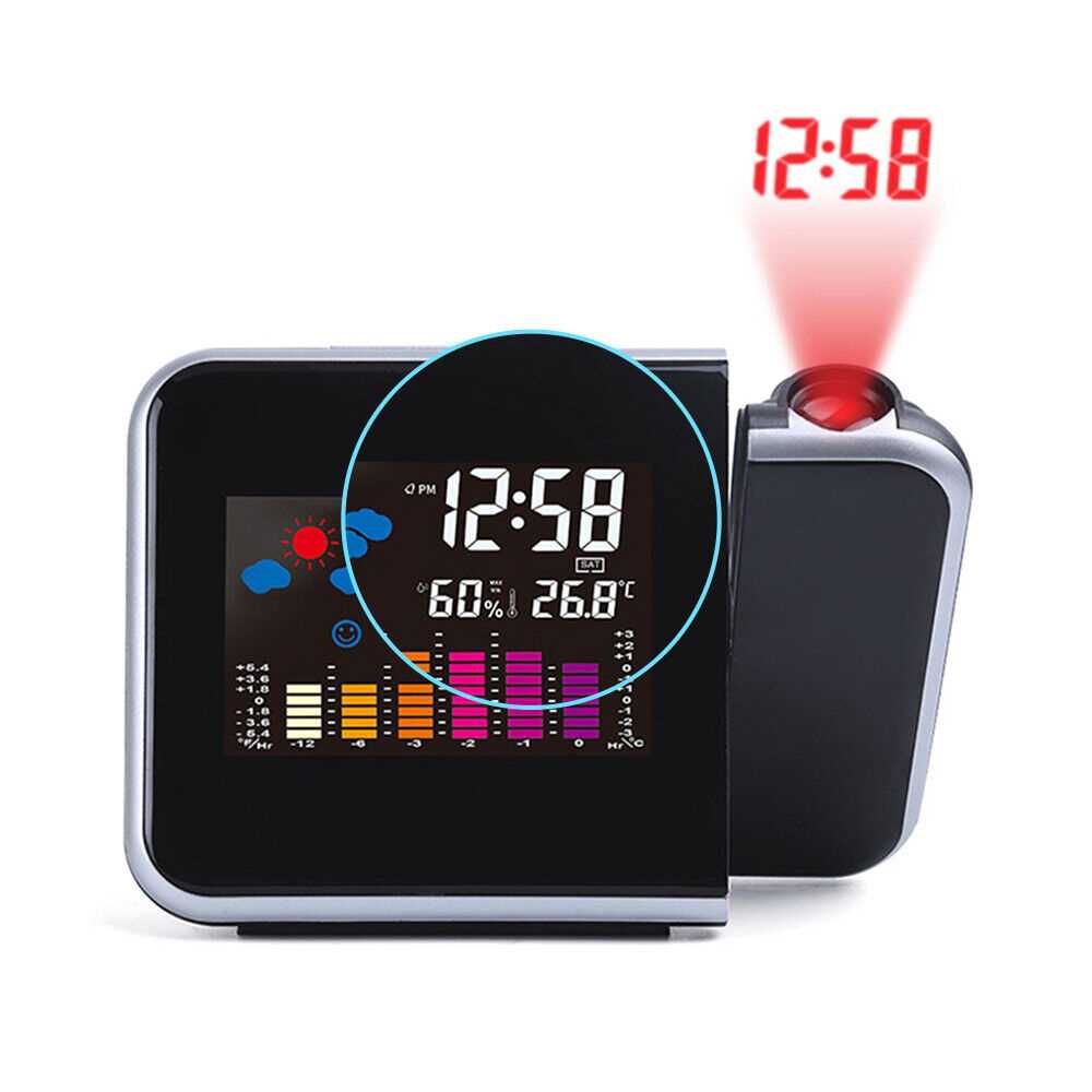 Black Smart Alarm Clock Digital LED Projector Temperature Time Projection LCD Display